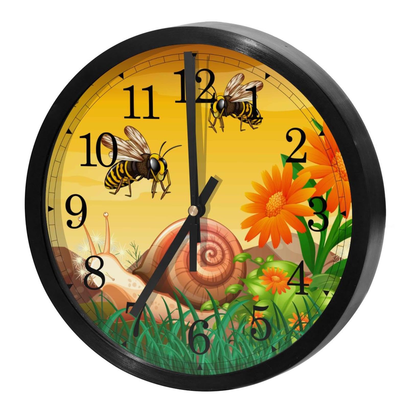 Horloge murale à quartz sans tic-tac au fini soigné motif abeilles élégantes