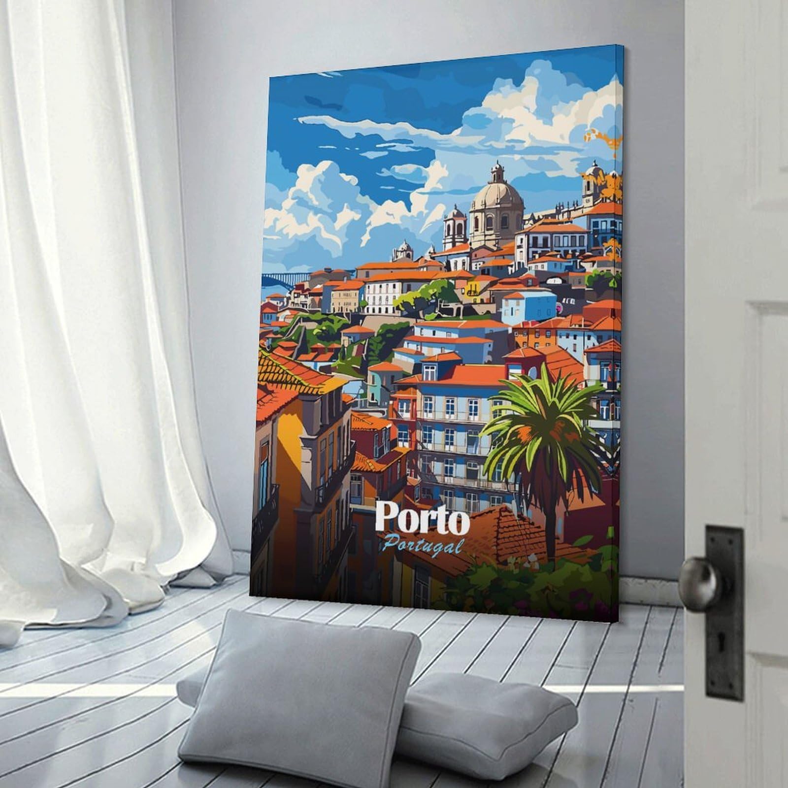 Junmoney Canvas Wall Decor Porto Cityscape, 08x12inch(20x30cm), for Gallery Wall Decor And Room Displays, An Easy Match for Collected Prints