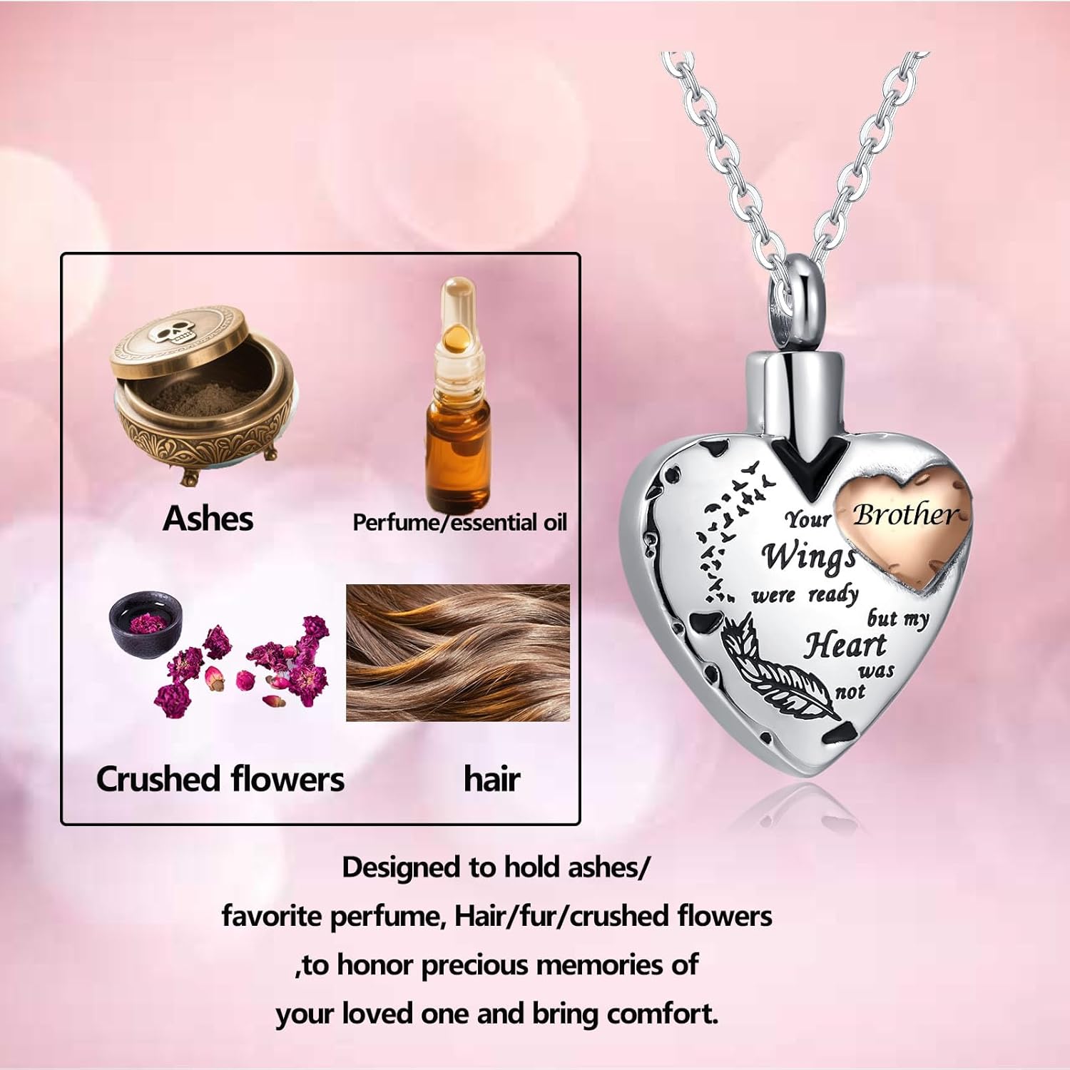 Waterproof Urn Necklace for Ashes-Heart Ash Holder Pendant -Never Fade-Never Fade, Rustproof Cremation Jewelry for Ashes for Women - Image 6