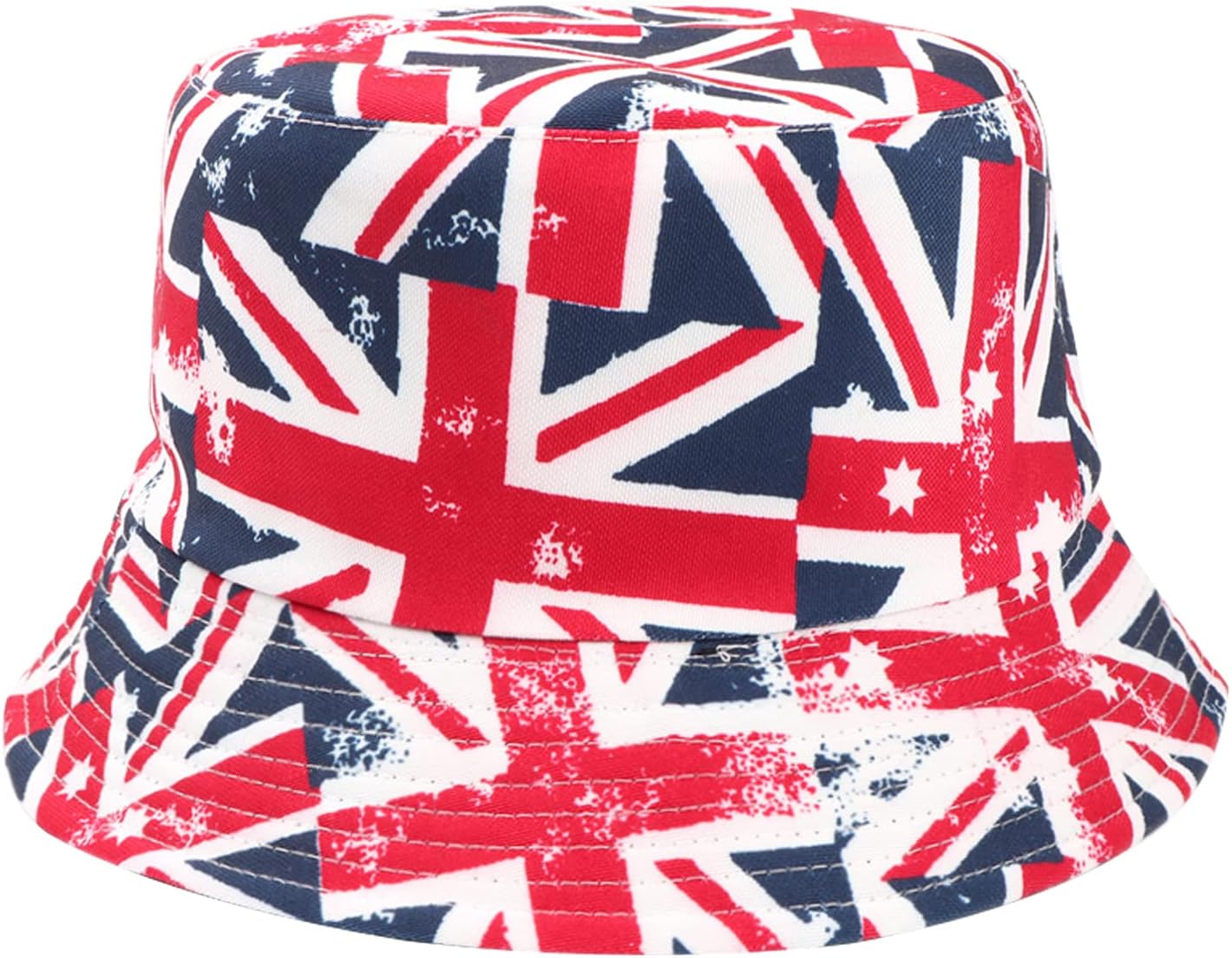 Double-Sided Union Jack UK British Flag Bucket Hat Packable Fisherman Cap Summer Outdoor Beach Sun Hat for Women Men Multicolor