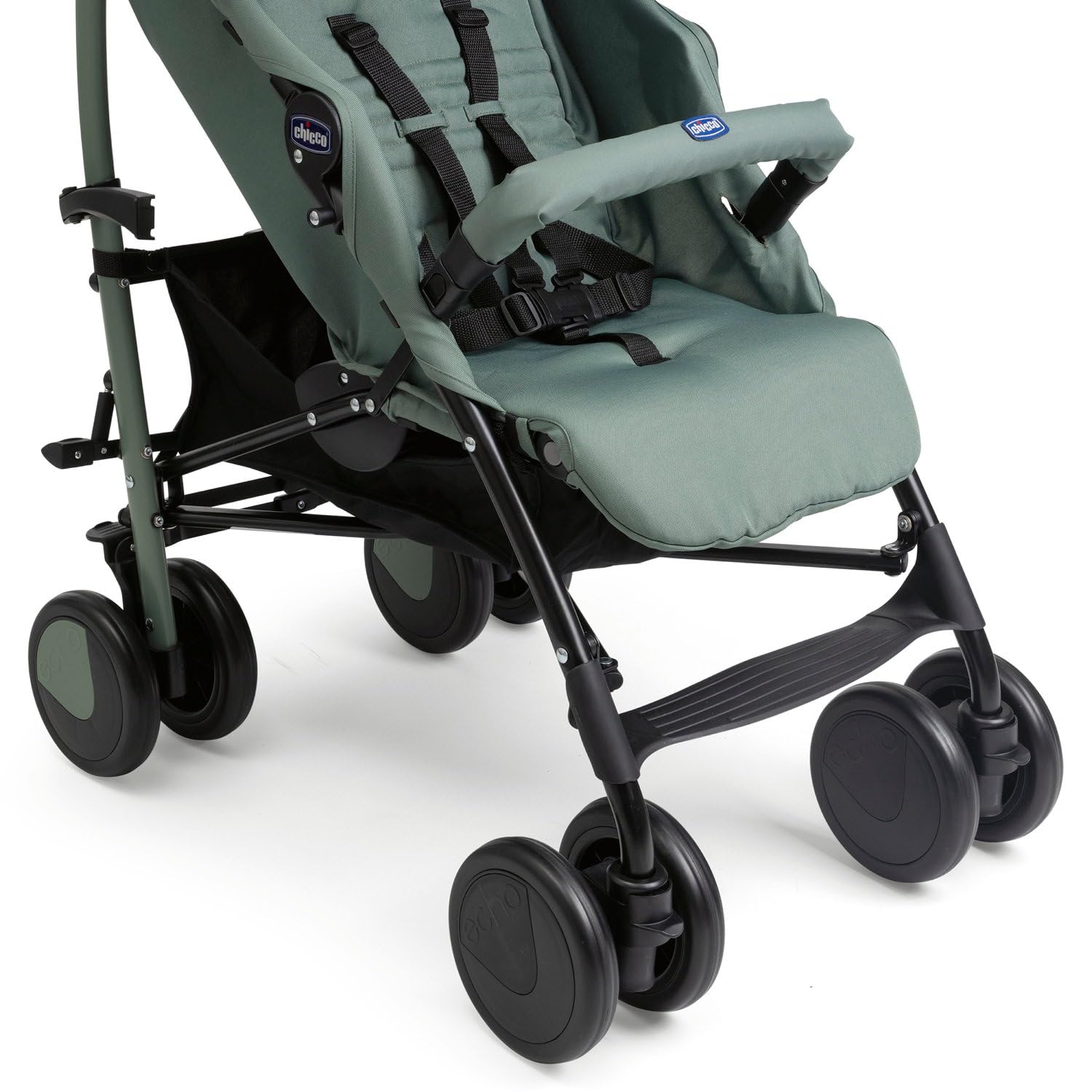 Chicco Echo Lite Poussette Bebé Légère, de 0 Mois à 22 kg, Poussette canne, Dossier inclinable et réglable en 4 positions, Siège Spacieux, Double Frein et Roues Avant Pivotantes, Vert