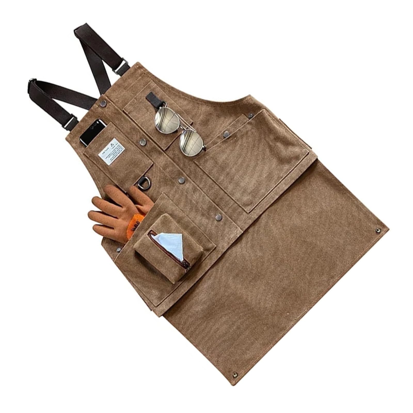 CAZSTYK Reinforced Canvas Workshop Apron with Multiple Tool Pocket for Electricians Carpenters and Craft Enthusiasts Industrial Grade Tool Apron