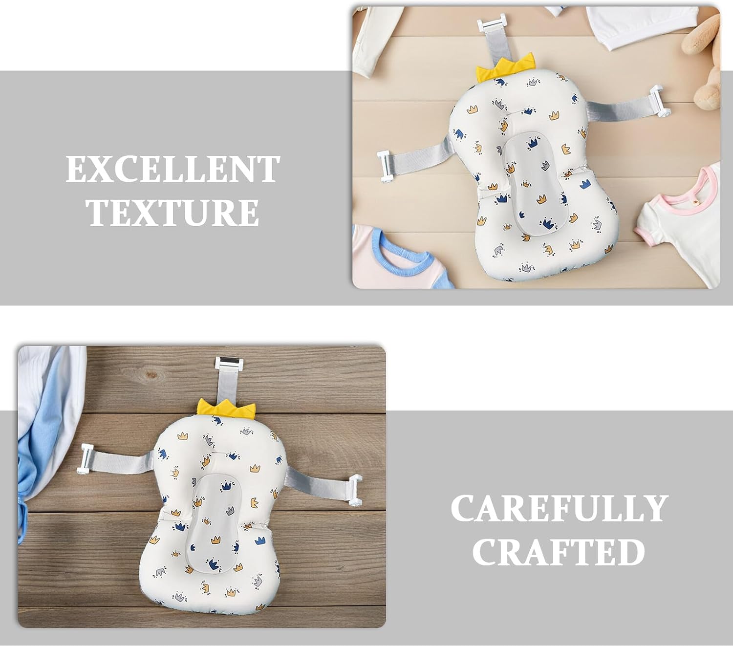 Bath Cushion Floating Support Mat for Newborns and Non-Slip Bathtub Seat Pad Fits Tubs Comfortable Head and Body Rest Easy Installation and Storage