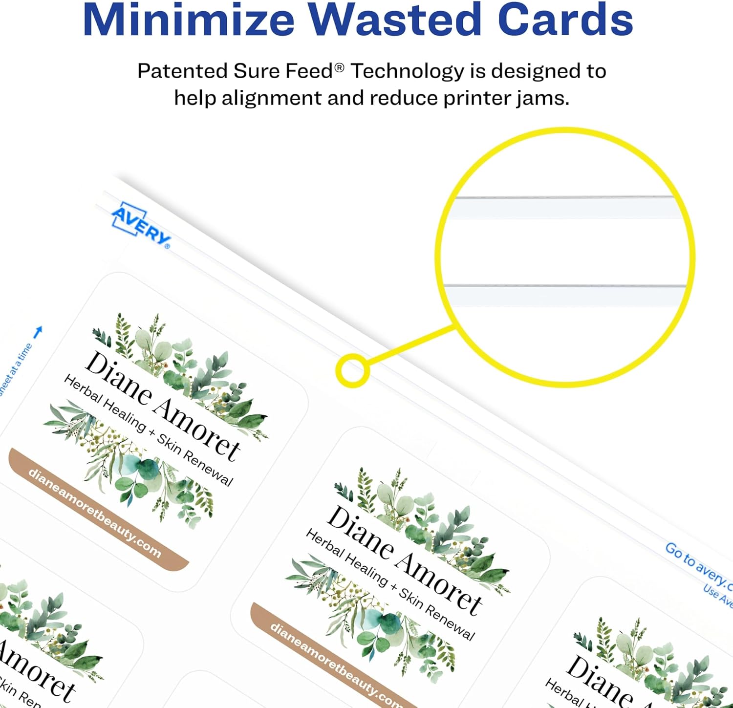 Avery® Clean Edge® Printable Square Cards With Sure Feed® Technology & Rounded Corners, 2.5" x 2.5", White, 180 Blank Cards For Inkjet Printers