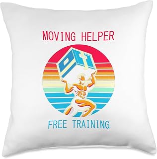 Fun gift for helping hands Free Muscle Training-Funny Gift for Movers Removal Helpers Throw Pillow, 18x18, Multicolor
