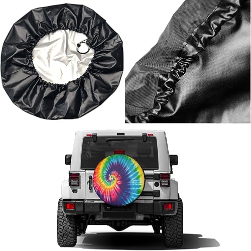 Miniatura 5 de Delerain Cubiertas de neumáticos de repuesto Tie Dye para caravana, remolque, SUV, camión y muchos vehículos, cubiertas de ruedas impermeables (15