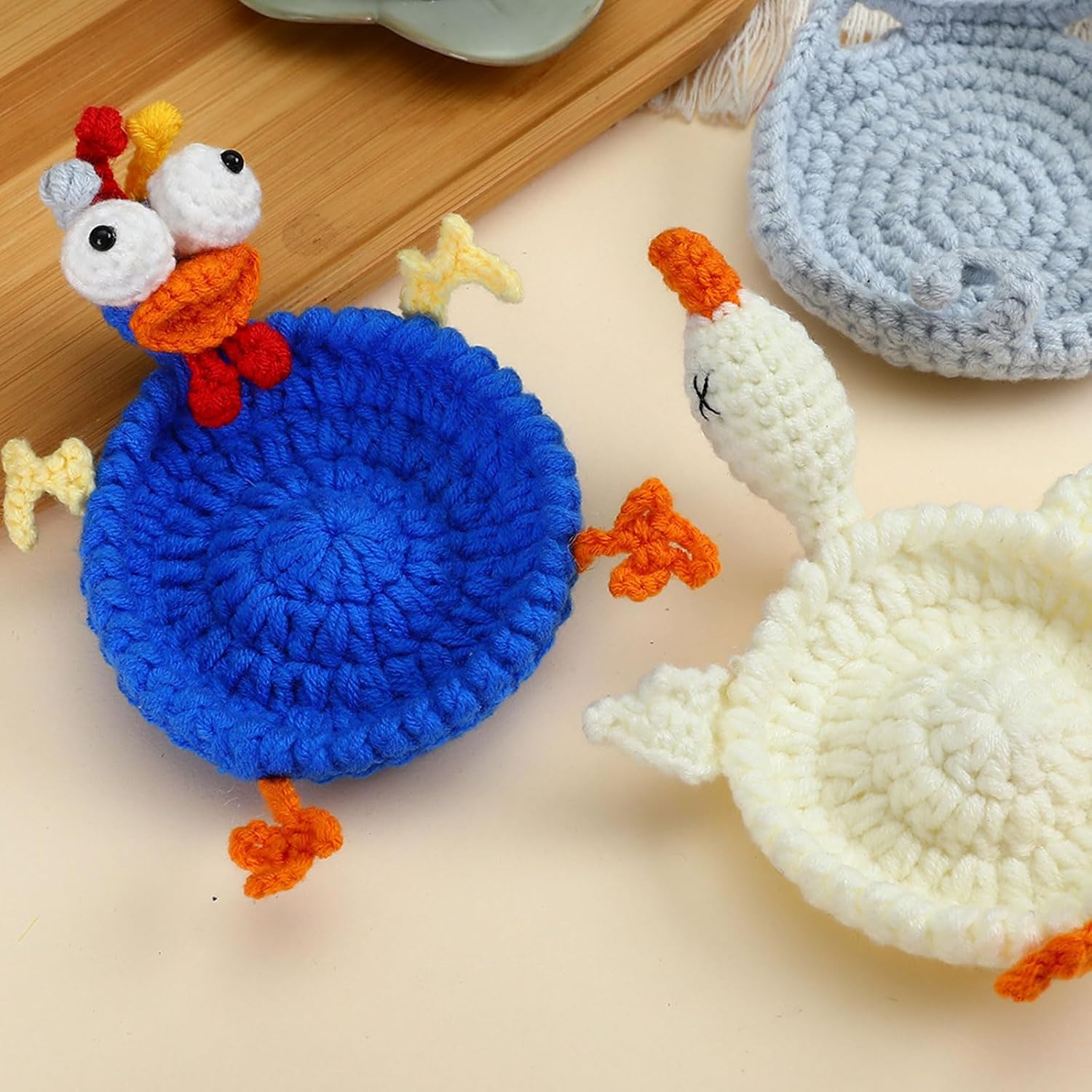 Decorative Mug Mat Plush Yarn Crochet Pad, A