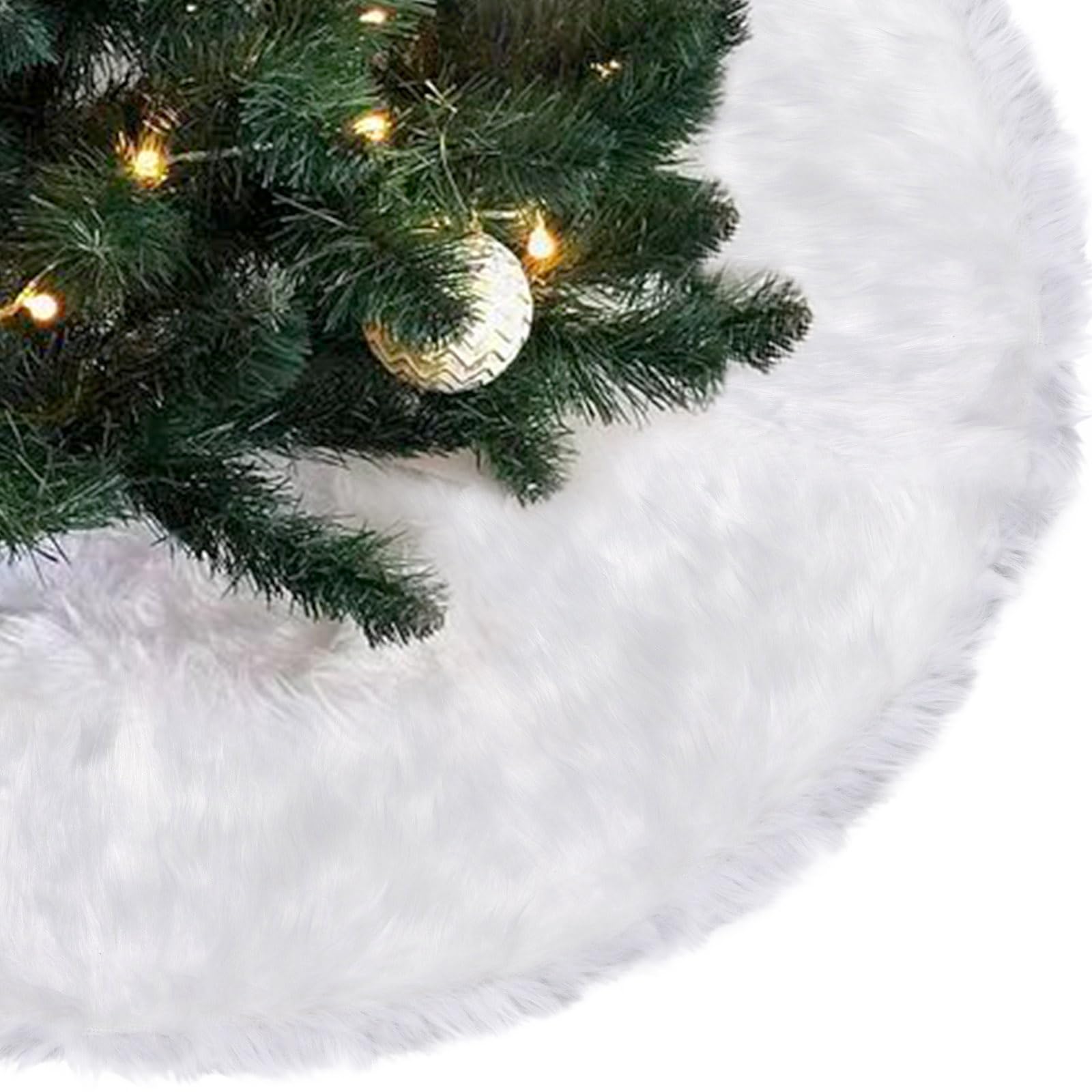 Weihnachtsbaum Rock 90cm Weiß - Plüsch-Decke Mit Glitzernden Schneeflocken