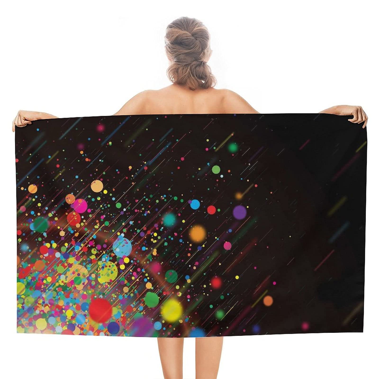 Lsjuee Colored Dots Beach Towel Travel Sandproof Superfine Fiber Beach Towel Adult Cute for Hawaii Exercise or Training Beach Gym Fitness Tropical Vacations Other Water Activities Picnic 32INx52IN