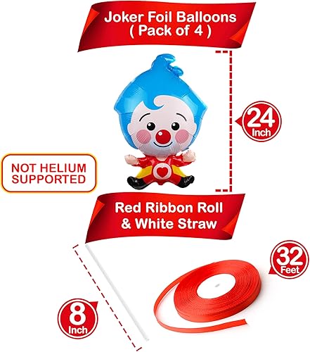 Miniatura 4 de Juego de globos de payaso grandes 24 pulgadas paquete de 4 globos de dibujos animados decoraciones de fiesta temática de carnaval decoraciones de