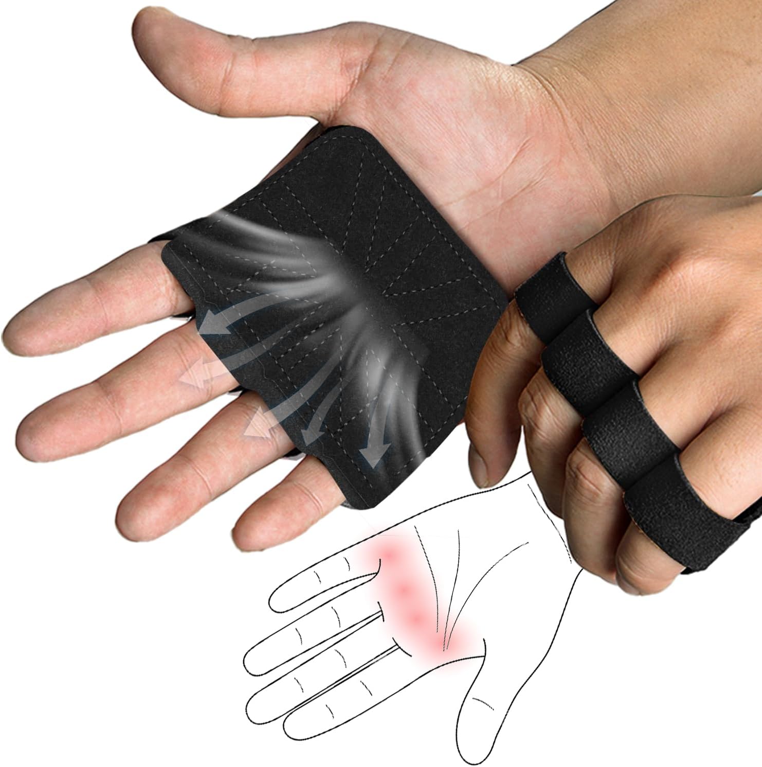 Power Lifting Straps Strength Training, Fast Grip Leather Lifting Straps Wrist Support for Bodybuilding, Fitness, Crossfit, Strength Training, Powerlifting - Lifting Straps for Women and Men, Black