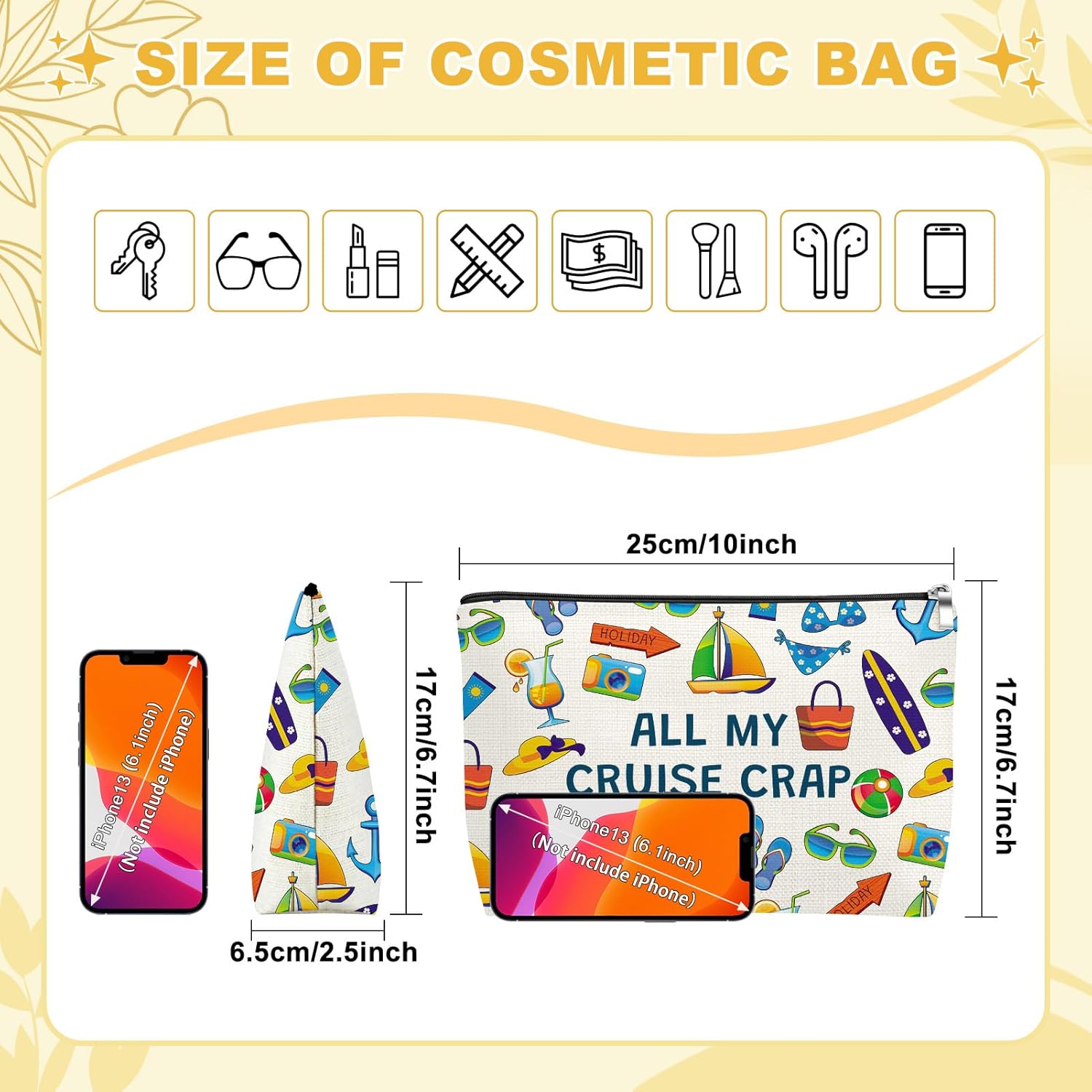 Mxrymvu Summer Vacation Gift Vacation Makeup Bag Cruise Lovers Gifts for Women Cruise Gifts Cosmetic Bags Beach Lover Gift for Christmas Birthday Graduation Travel Organizer Zipper Pouch - Image 3