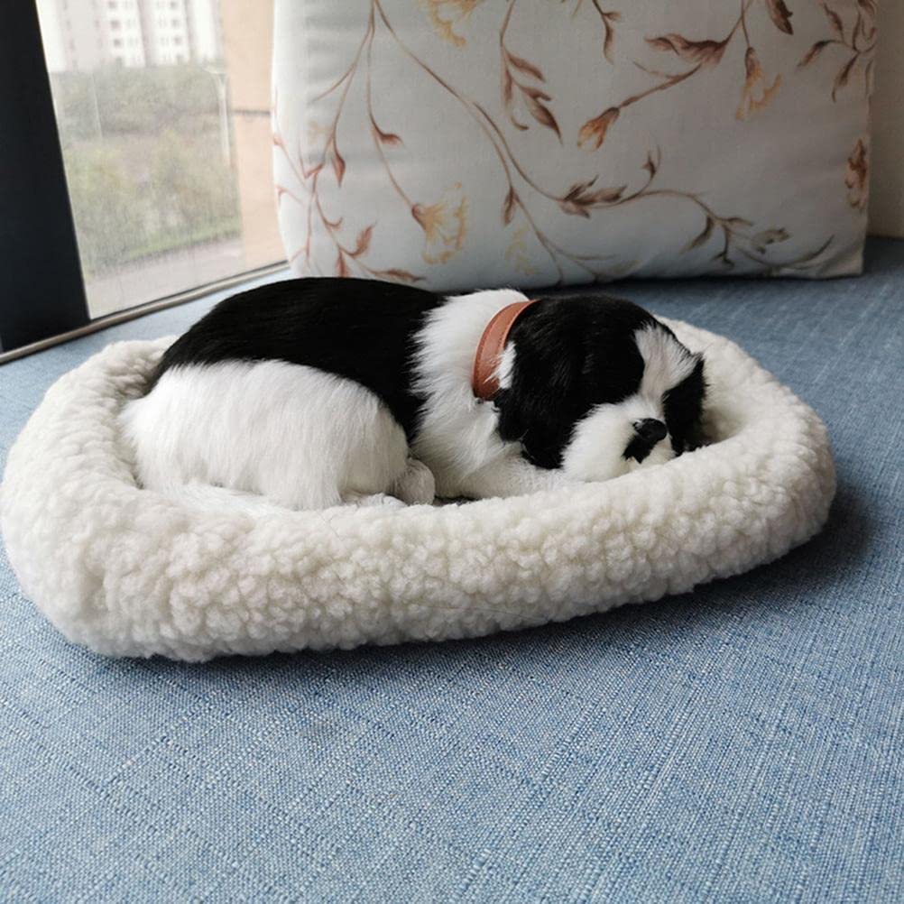Slapende Kat Speelgoed Ademende Kat Knuffelpop met Mat Pluchen Speelgoed voor Kinderen Thuis Ornament Zacht Mat Bed en Gesimuleerd Geluid (2