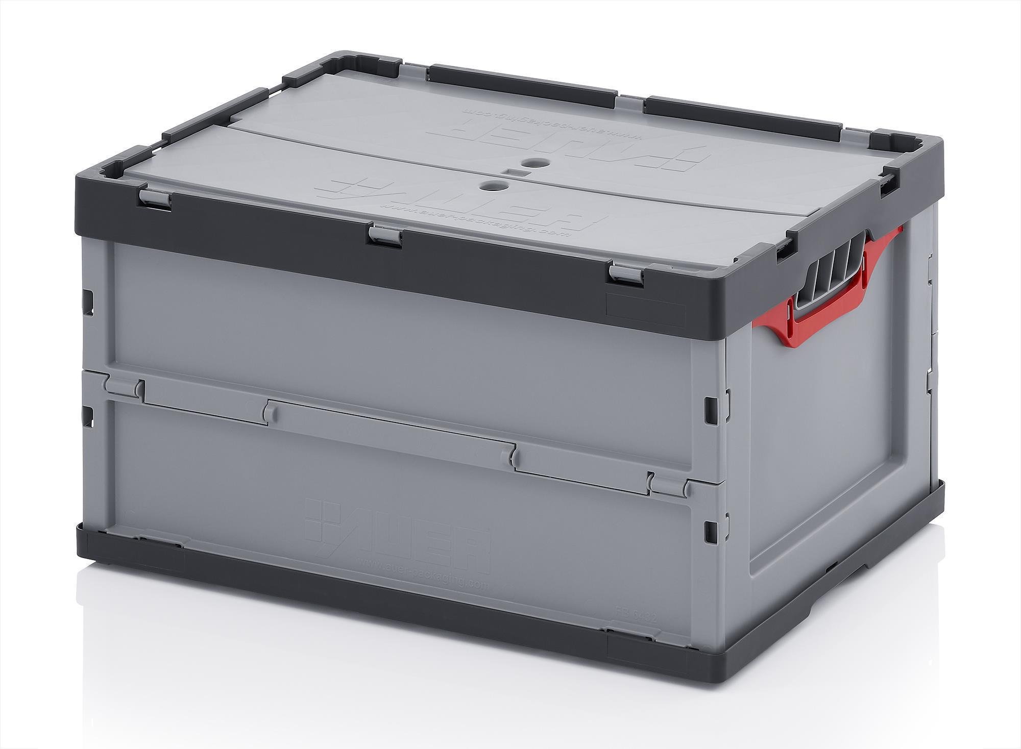Profi-Faltbox mit Deckel Auer Packaging | Behälter Stapelbehälter Aufbewahrungskiste Transportbox Plastikbox Klappbox | FBD 64/32, 60x40x32 cm, 67 Liter,