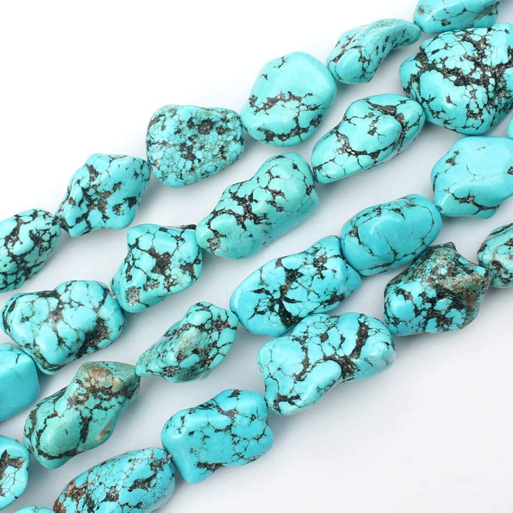 HAAMIIQII Turquoise Beads Semi Precious Loose Stone Gemstone Beads for Jewelry Making Strand 15 inch 13-15mm Blue ABCD