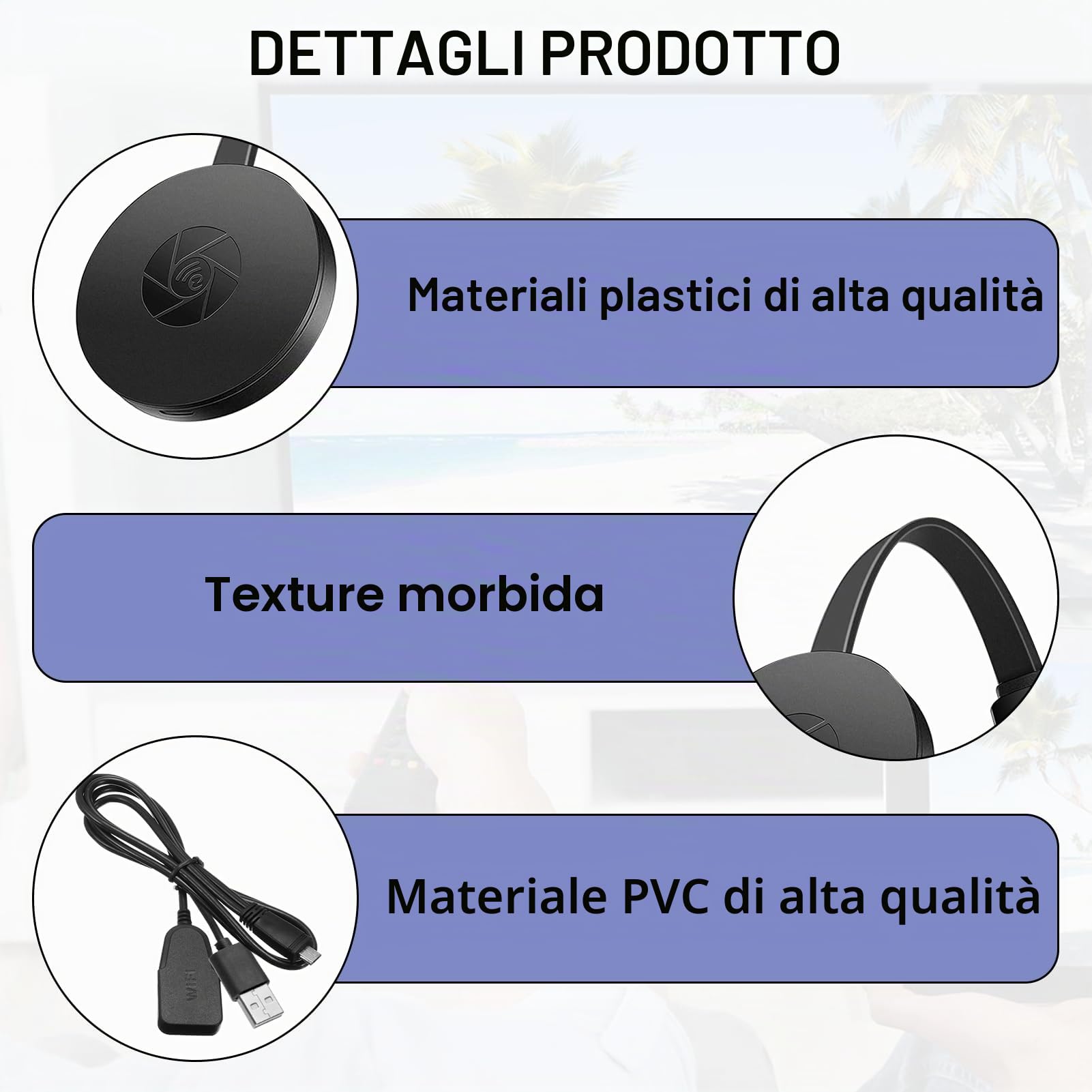 Chromecast Google, dispositivo Chromecast per TV, Miracast Dongle, adattatore per display wireless 1080P, dongle HDMI wireless, streaming video per schermo mirroring, compatibile con DLNA AirMirror