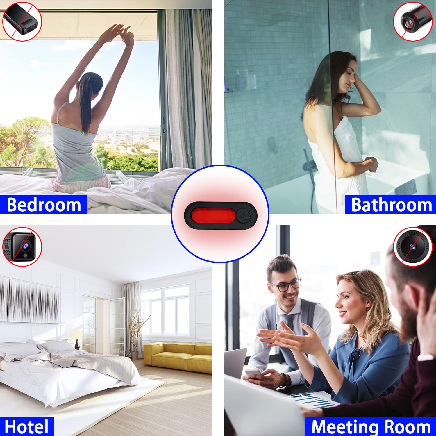 Versteckter Kamera-Detektor, LED-Detektor für versteckte Geräte mit Infrarot-Suchern – Taschenformat Anti-Spionage-Kamera-Finder lokalisiert versteckte Kamera in AirBnB, Hotels und Badezimmer