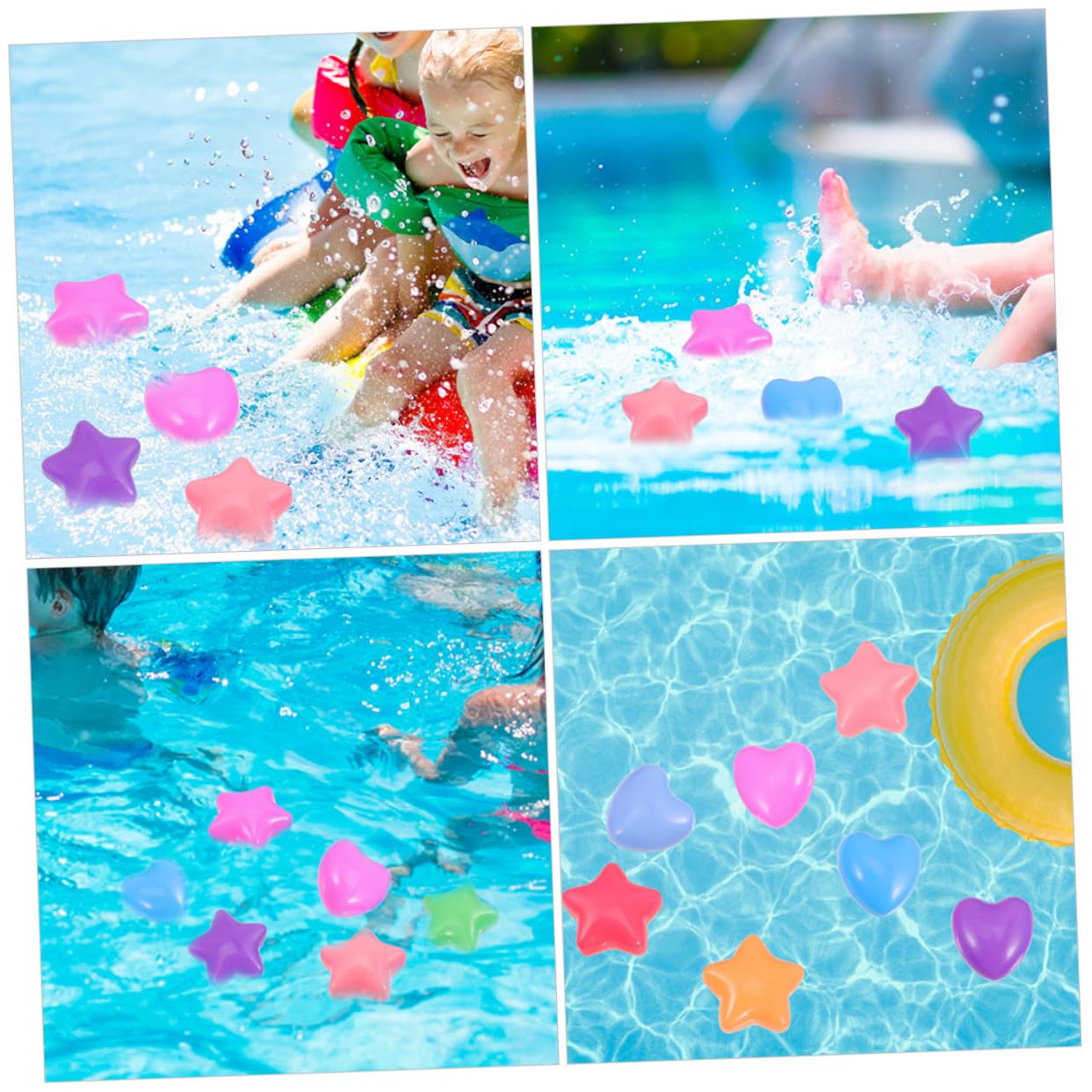 80 Bolas para Piscina en Forma de Estrella y Corazón, Hechas de PE, Ideales como Accesorios Decorativos Enseñar a Contar en Parques Infantiles y Áreas de Juegos