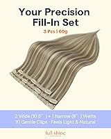 Vista 2 de Full Shine - Extensiones de cabello humano real con clips, 20 pulgadas, rubio oscuro con reflejos rubio platinado, cabello Remy lacio y largo, 2.11