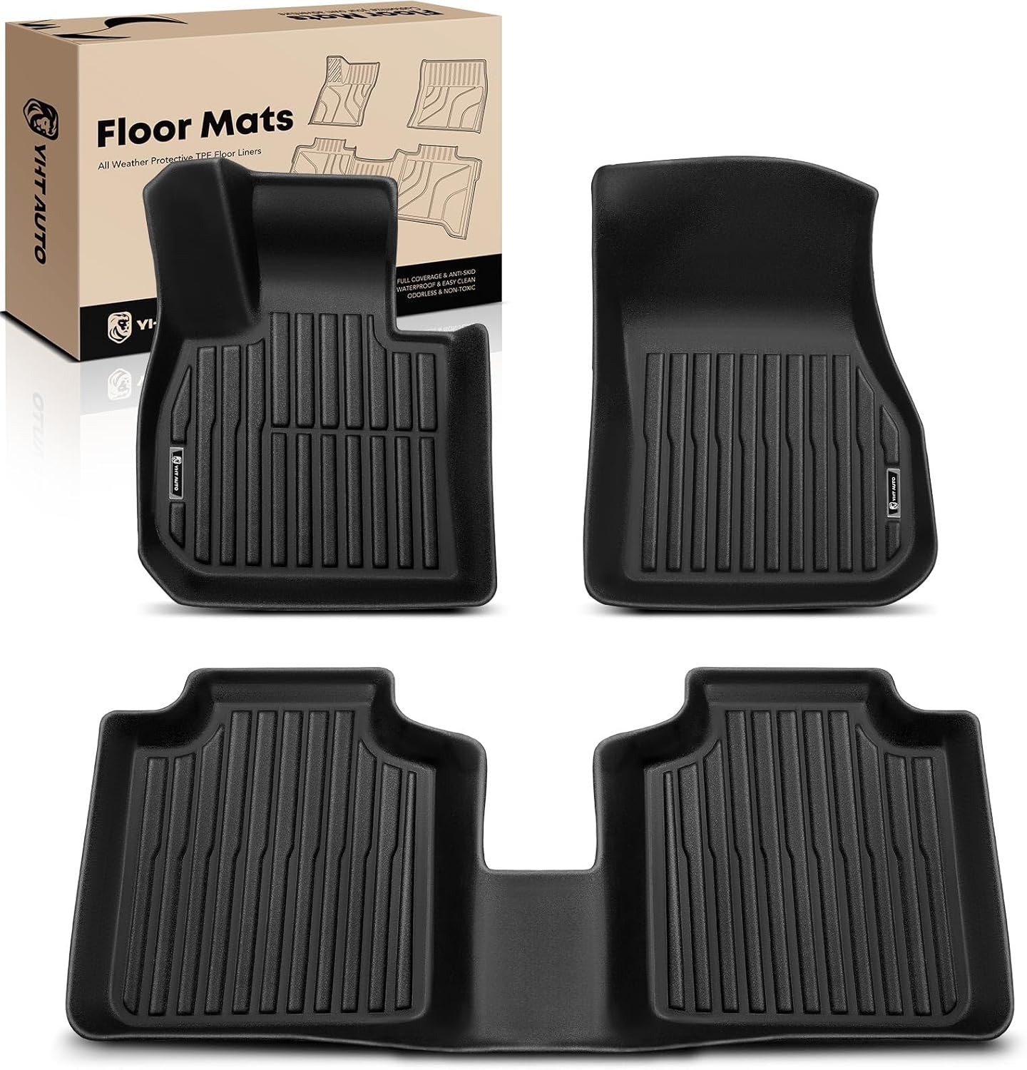 YHTAUTO Floor Mats Fit 2023-2025 BMW X1 F48, TPE All Weather Car Mats Waterproof Anti-Slip Odorless Floor Liner, Interior Car Accessories Front & 2nd Row Liner