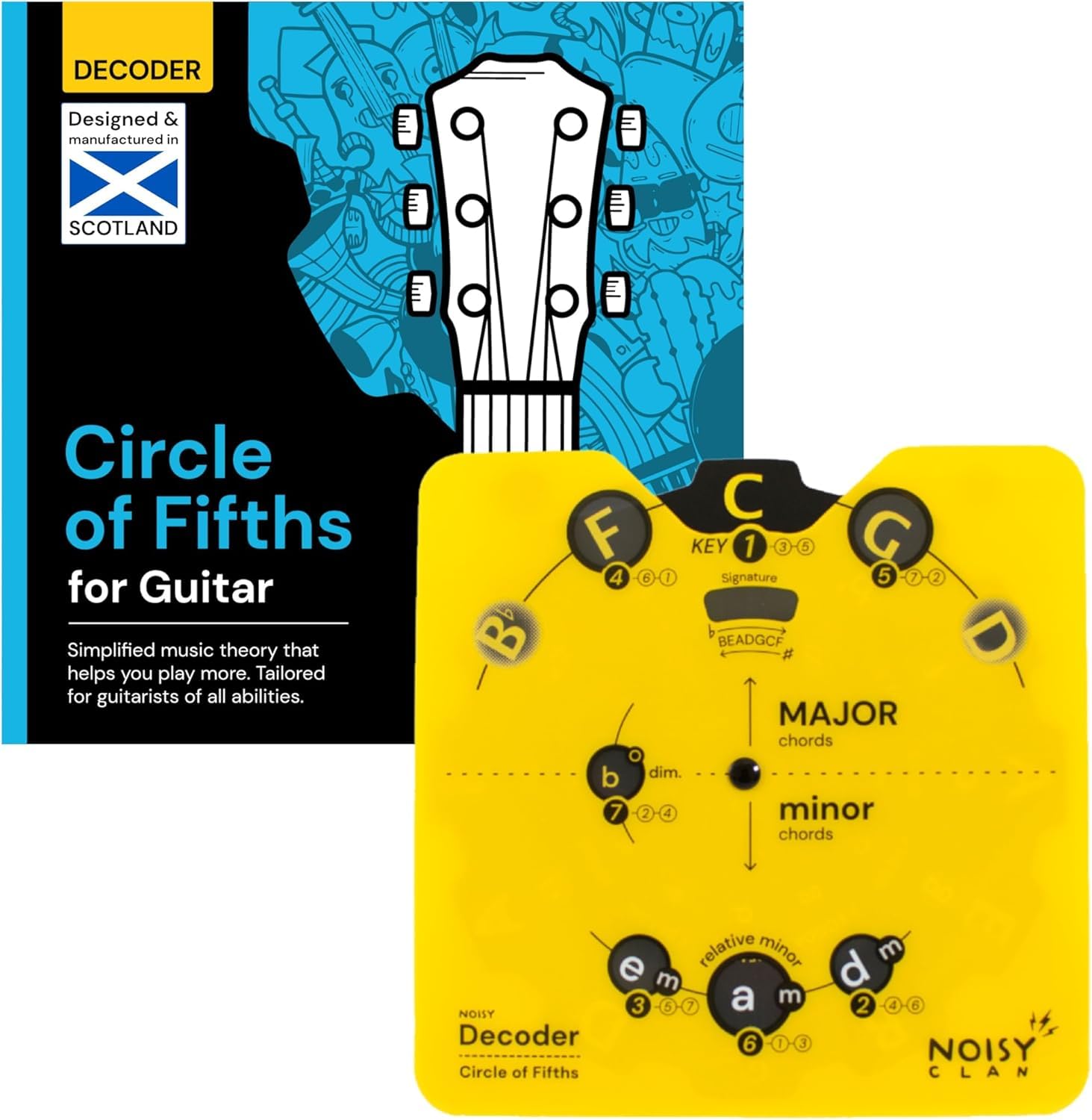 Guitar Circle of Fifths Wheel & Theory Book – Music Theory Made Easy for All Levels – Back to School Music Learning Tool, Learn Chords, Keys & Progressions – Write More, Play More, Master Music