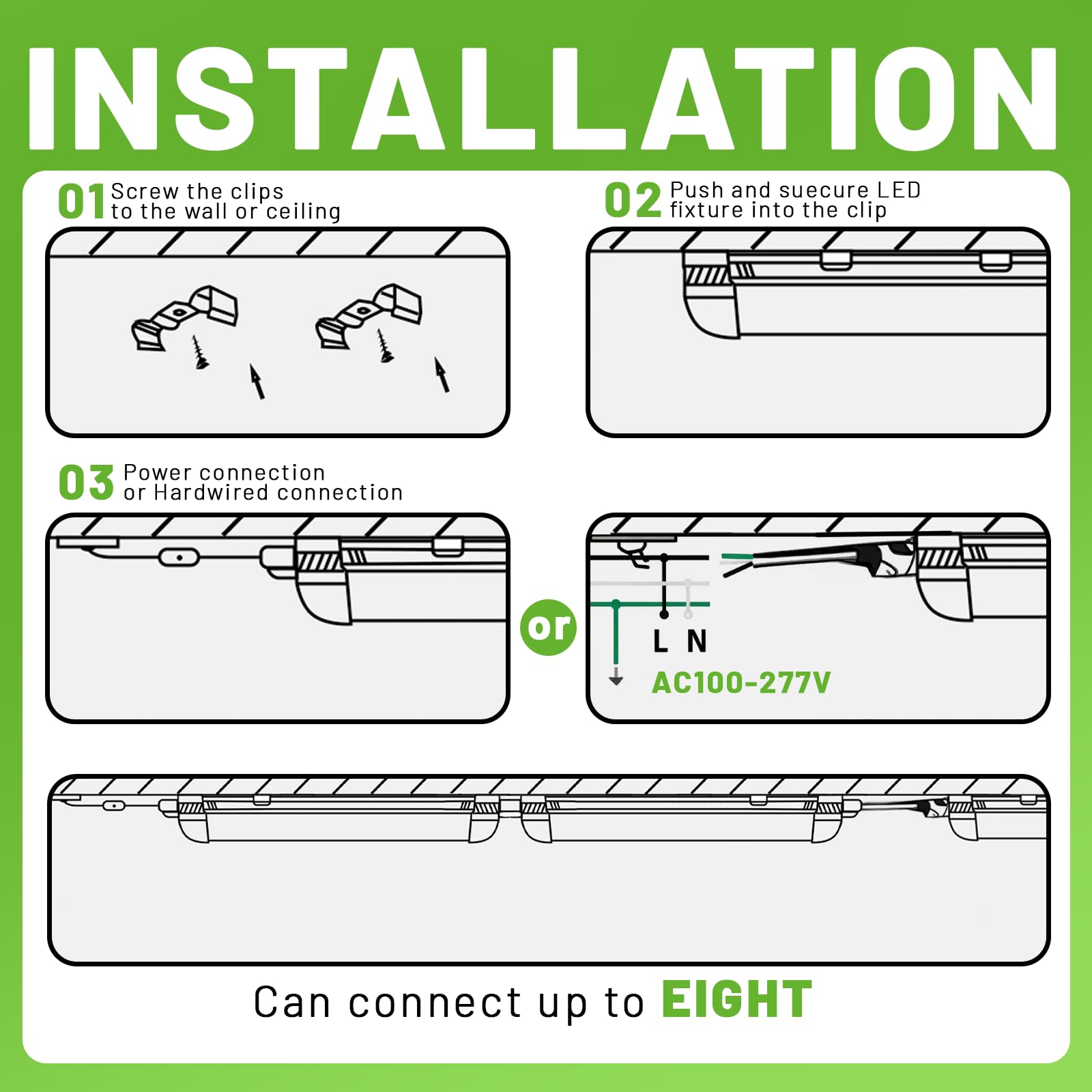 6 Pack Dimmable 4FT Led Shop Lights 30W 4500LM 3000-6500K Tunable T8 Led Commercial Bay Light High Output — view 9