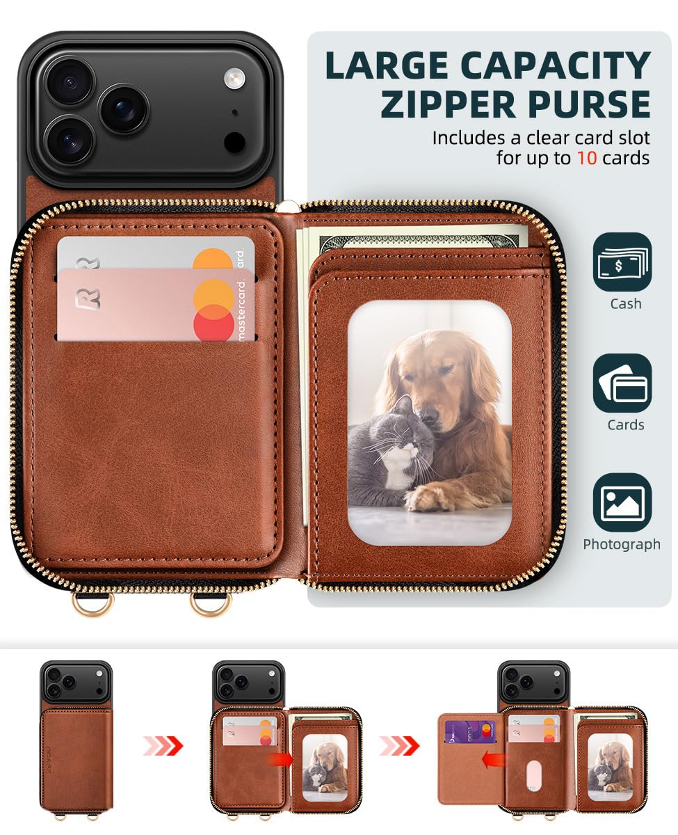 R2B Hoesje met pasjeshouder geschikt voor iPhone 17 Telefoonhoesje Zwart