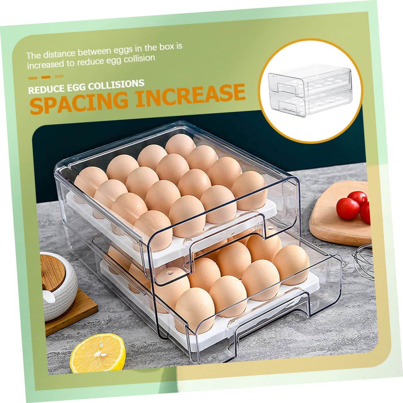 DOITOOL Storage Box Ventilation Window Double Organizer for Refrigerator Space-saving Design for Kitchen and Pantry Freshness Preserving