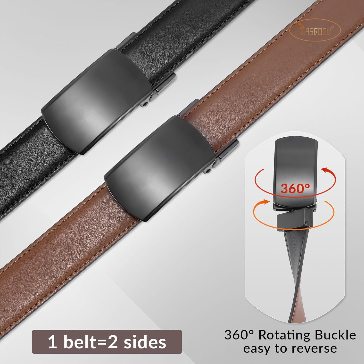 JASGOOD Men's Belt Leather Reversible Belt for Men 1.3" Mens Dress Belt For Presents Casual Golf Dress Pants Shirts - Image 3
