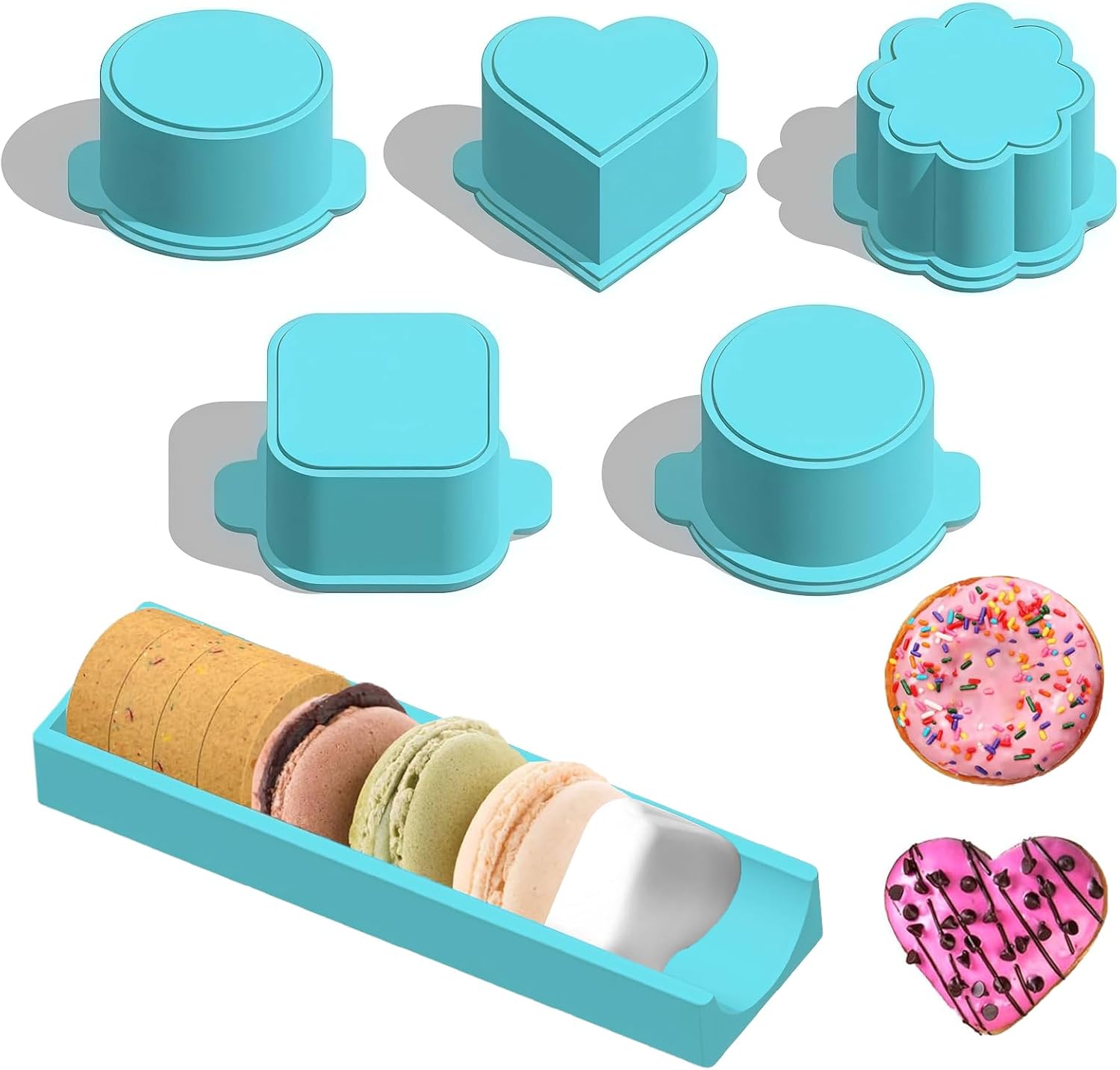 Joyzan Cake Pop Mold Set, 6PCS Heart Square Cloud Oval Round 3D Printed Cake Baking Cutter Pusher 9in Tray Circle Kit Tools Multiple Shapes Home Birthday Party Wedding Dessert DIY Making Celebration