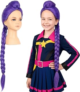 morvally 33.5 Inches Purple Long Braided Ponytail Wig - Anime Cosplay Wigs for Halloween Costume Party (Purple)