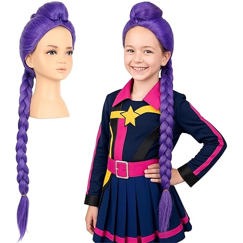 morvally 33.5 Inches Purple Long Braided Ponytail Wig - Anime Cosplay Wigs for Halloween Costume Party (Purple)