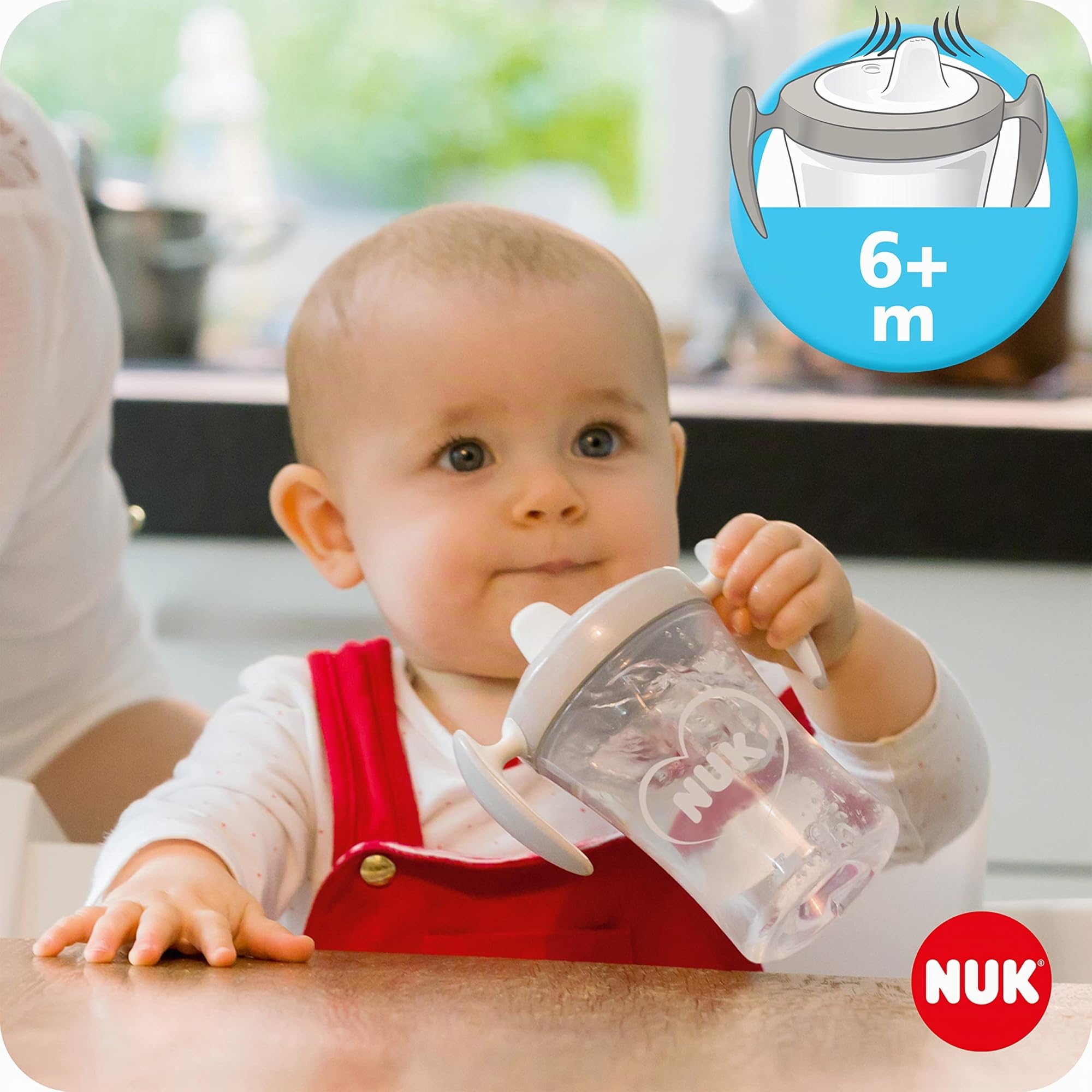 NUK Tasse Évolutive Bébé | Tasse d’Apprentissage Antifuite avec Couvercle en Plastique 3 en 1 | 230 ml, Jaune