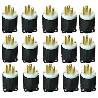 OCS Parts Set of NEMA 5-15 Locking Plugs | 125V - 15A - 2 Pole 3 Wire | cUL Listed Replacement Electical Power Plugs 15-Pack