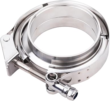 TEXALANR V-Band Clamp 3.5" with Flanges Male and Female Stainless Steel 304 Quick Release Kit for Exhaust Pipes