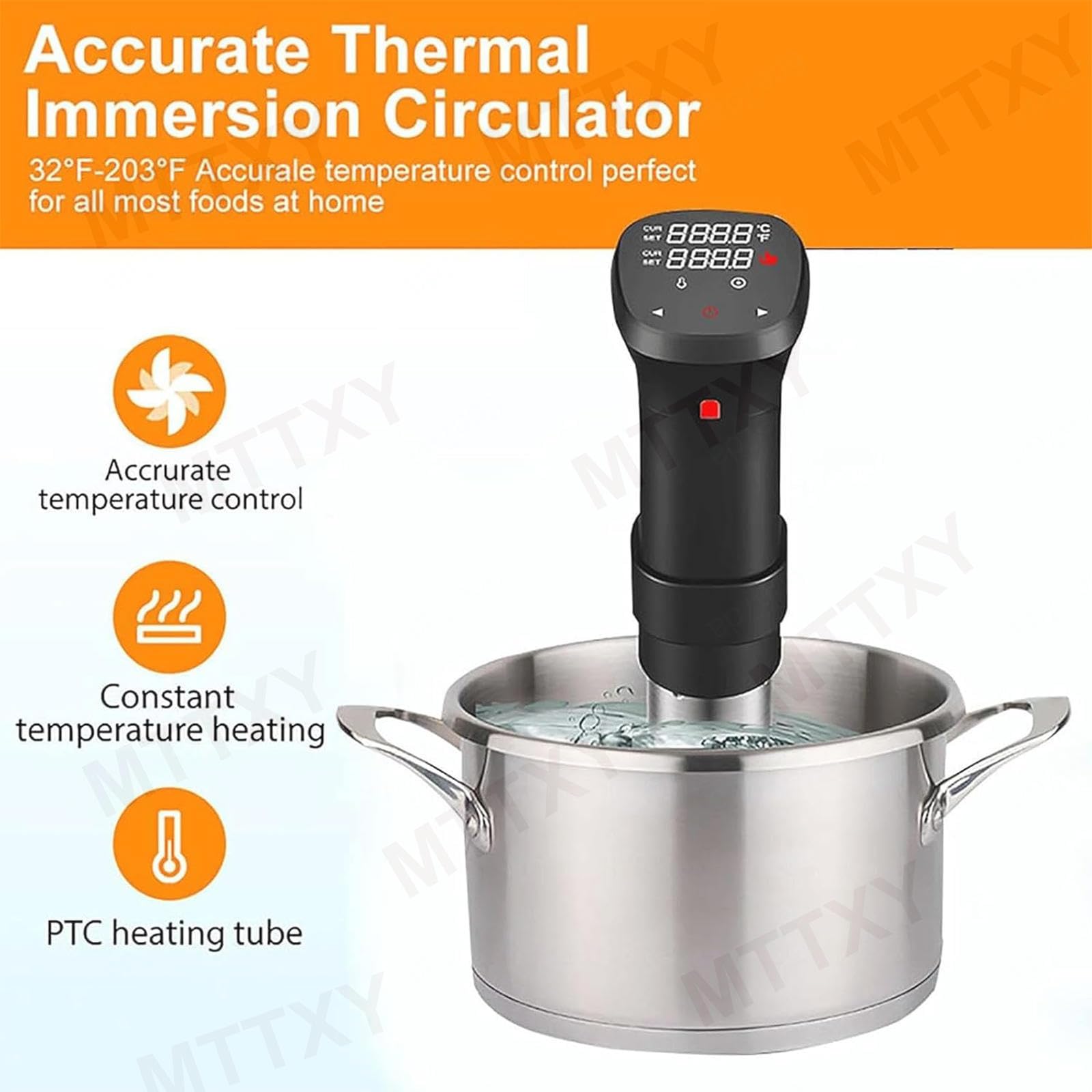 Kuchenka Sous Vide O Mocy 1100 W, Cyrkulator Zanurzeniowy Z Ekranem Dotykowym LCD, Wodoodpornością Ipx7, Kontrolą Temperatury, Próżniowym Urządzeniem Grzewczym O Powolnym Gotowaniu