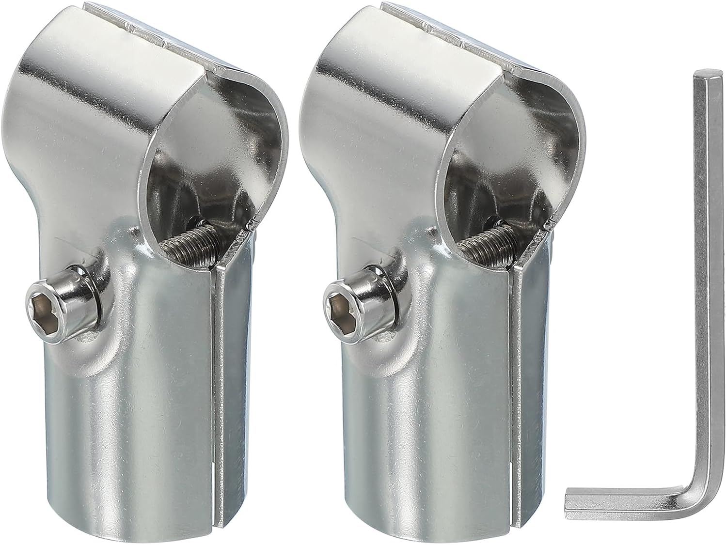 PATIKIL 1" 2 Way t Pipe Clamp Connector, 2 Pcs Stainless Steel Chain Link Fence Clamps for Coat Racks Store Shelves Bracket Rail Project Tube Connectors, Silver