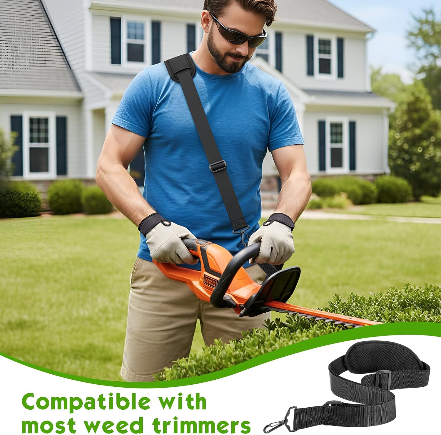 Sadnyy 4 PCS Trimmer Straps - Black Weeding Machine Shoulder Strap for String Trimmer Leaf Blower Shrub Trimmers