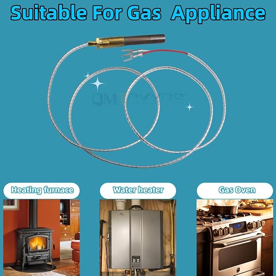 Q313A Thermopile 750mv 24 Inch for Gas Fireplace Water Heater, Compatible with Heatilator Glo Heat Stove Oven Fryer Thermoelectric Generator, Millivolt Thermocouple Replacement Part (2-Pack)