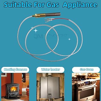 Q313A Thermopile 750mv 24 Inch for Gas Fireplace Water Heater, Compatible with Heatilator Glo Heat Stove Oven Fryer Thermoelectric Generator, Millivolt Thermocouple Replacement Part (2-Pack)