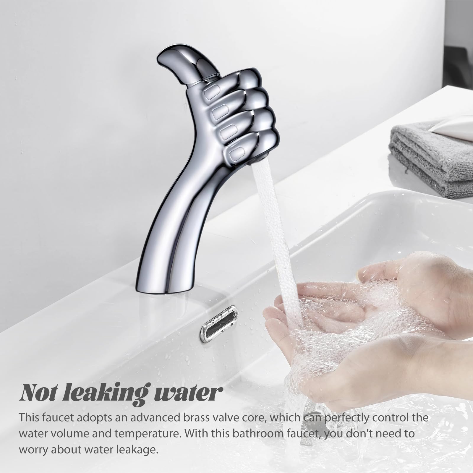 Wasserhahn Bad, Waschtischarmatur mit Keramikkartusche, Einhebel-Waschtischarmatur mit Wasserzulaufrohr, Warm und kalt regelbar, für Badezimmer