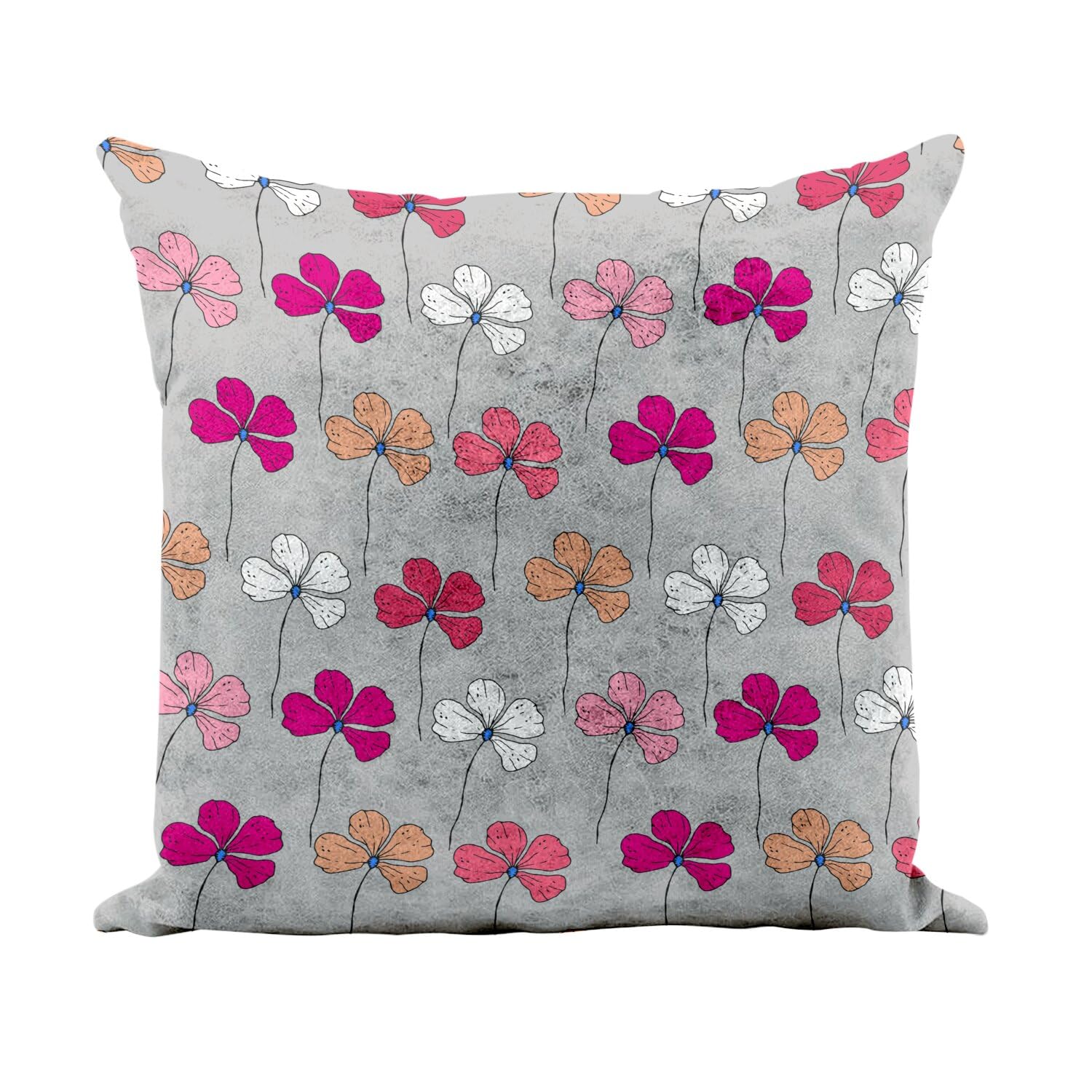 Coussin fleurs sauvages en similicuir blanc 40x40 cm avec housse amovible