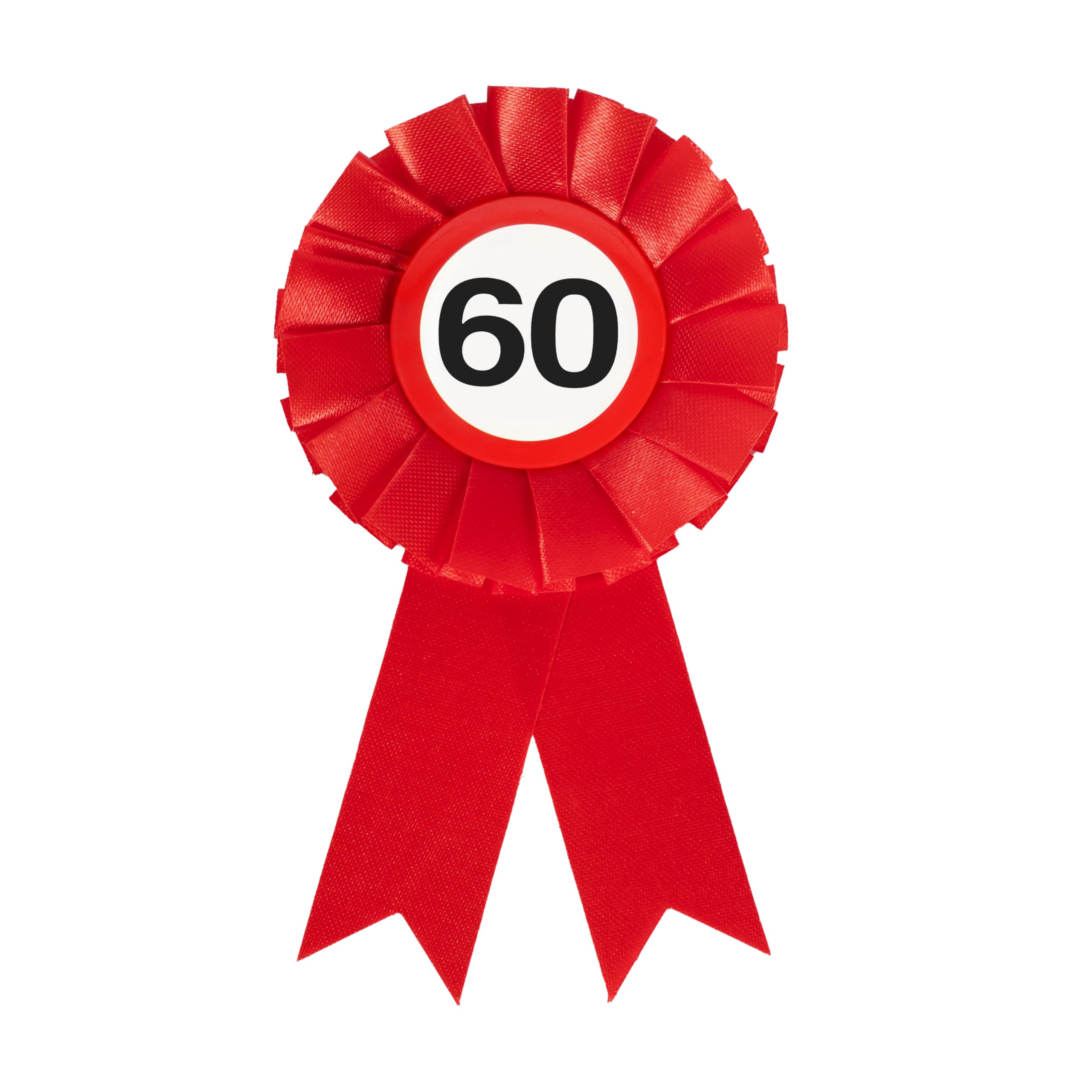 Tiwoca Geschenk zum 60. Geburtstag – rot-weißer Anstecker mit Verkehrsschild-Optik Zahl 60 – Ausgefallene Geburtstagsdeko und lustige Geschenkideen für Männer und Frauen