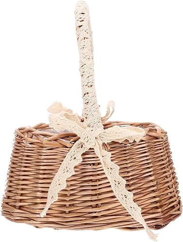 Miniatura 9 de Cesta de mimbre de mimbre tejida a mano con asa e inserto de plástico para huevos de Pascua, cesta de dulces, cestas para niña, estilo 1