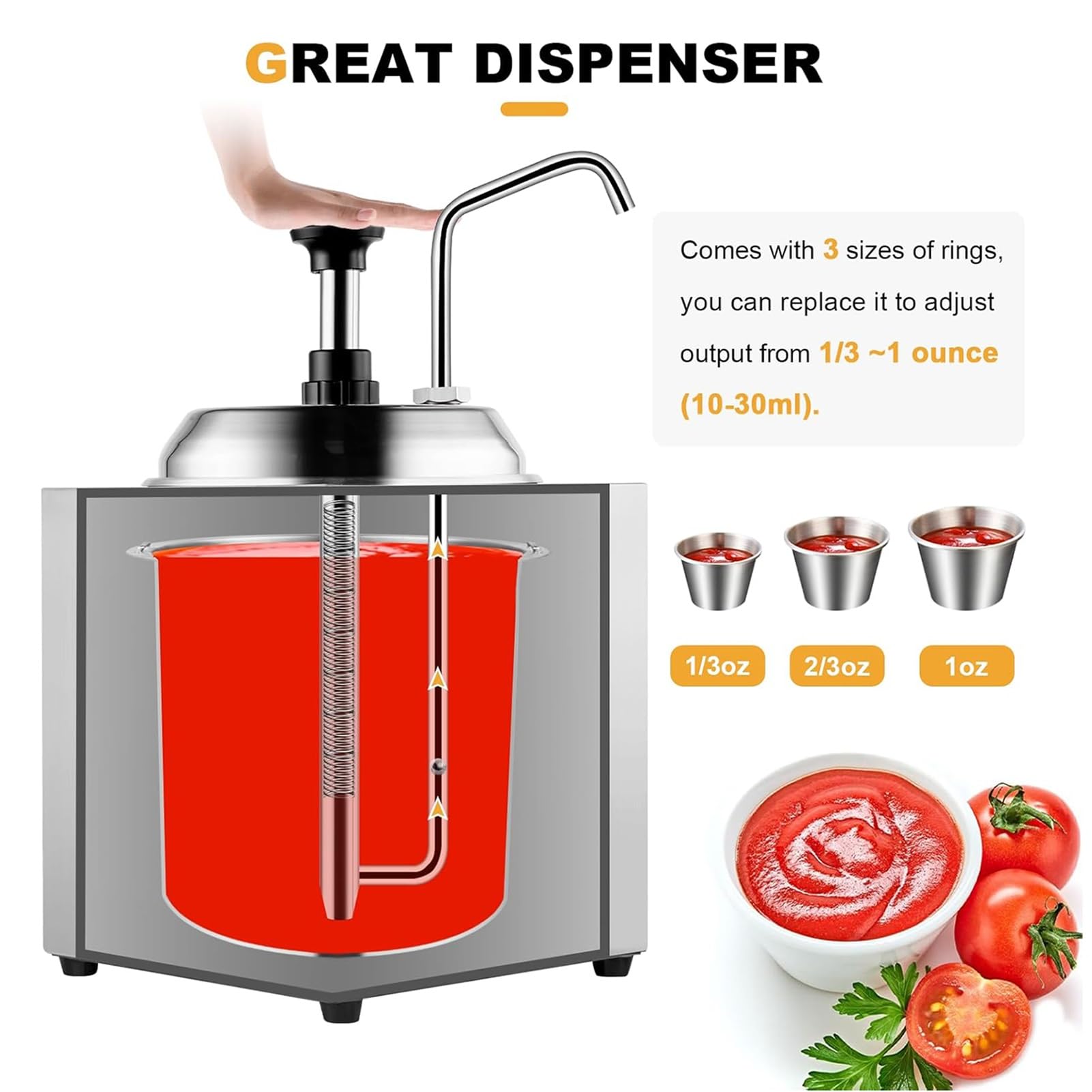 Calentador de salsa de chocolate caliente comercial, dispensador de queso for nachos, calentador de caramelo con salsa de chocolate caliente de un solo cabezal de 800 W, dispensador de queso caliente