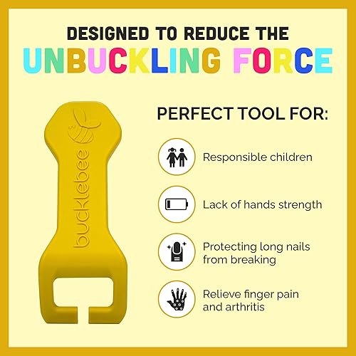 Miniatura 10 de Bucklebee Fácil liberación de hebilla de asiento de automóvil para niños, herramienta de liberación de asiento de automóvil, empujador de botón de