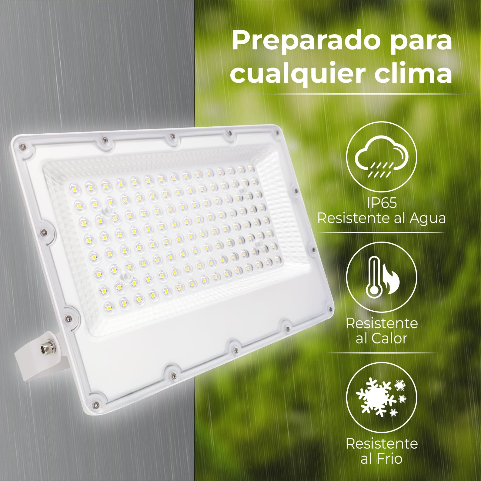 LED ATOMANT 2x Foco Proyector LED Exterior 100W Color Luz Fria IP65 11000lm | Color Blanco Frio 6500K, Impermeable