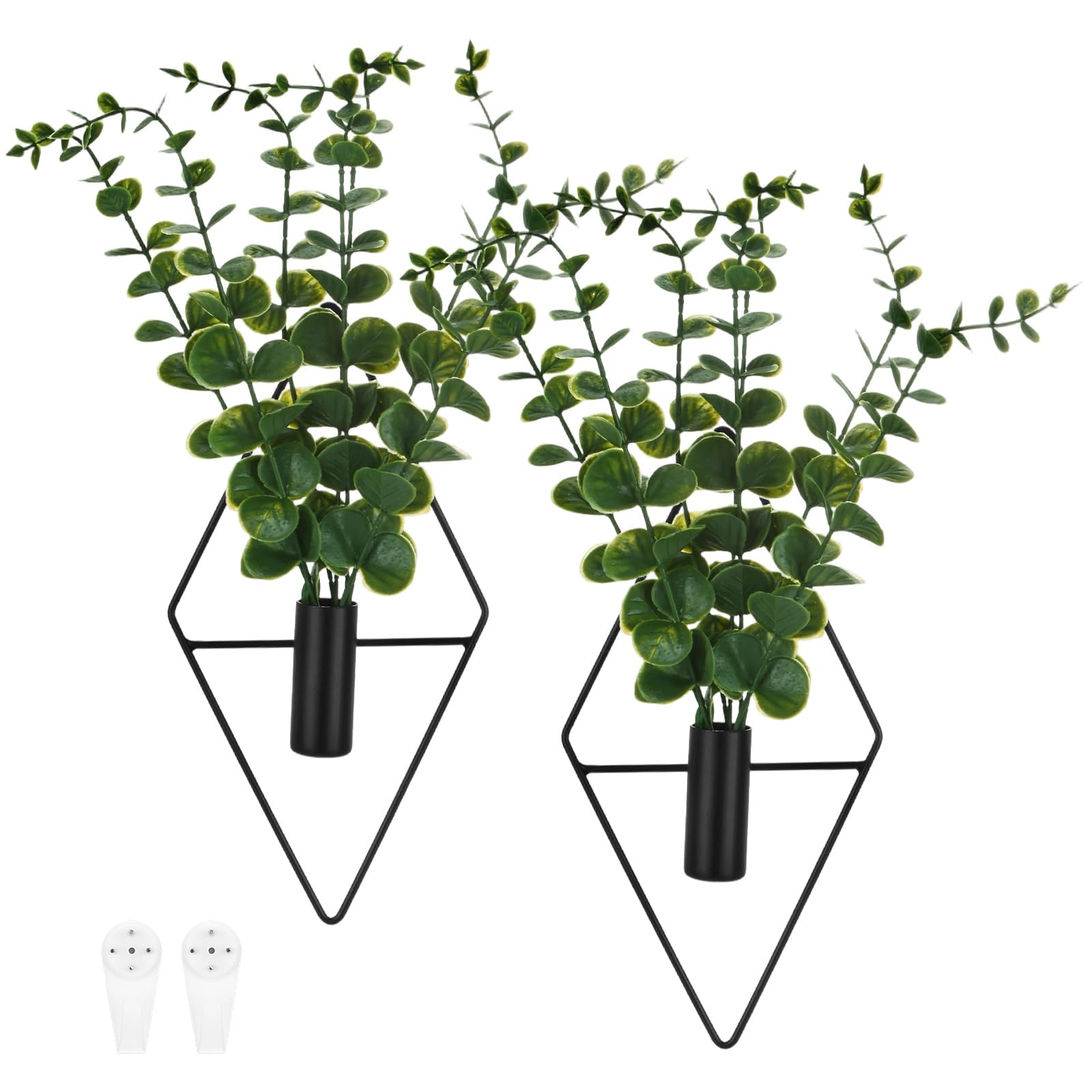 M METERXITY 2 Set Plant Wall Decor Metal Diamond Shape Boho, Black