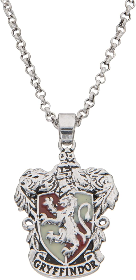 Harry Potter Women's and Girls Jewelry Silver Plated House Crest Pendant, 16"+2"