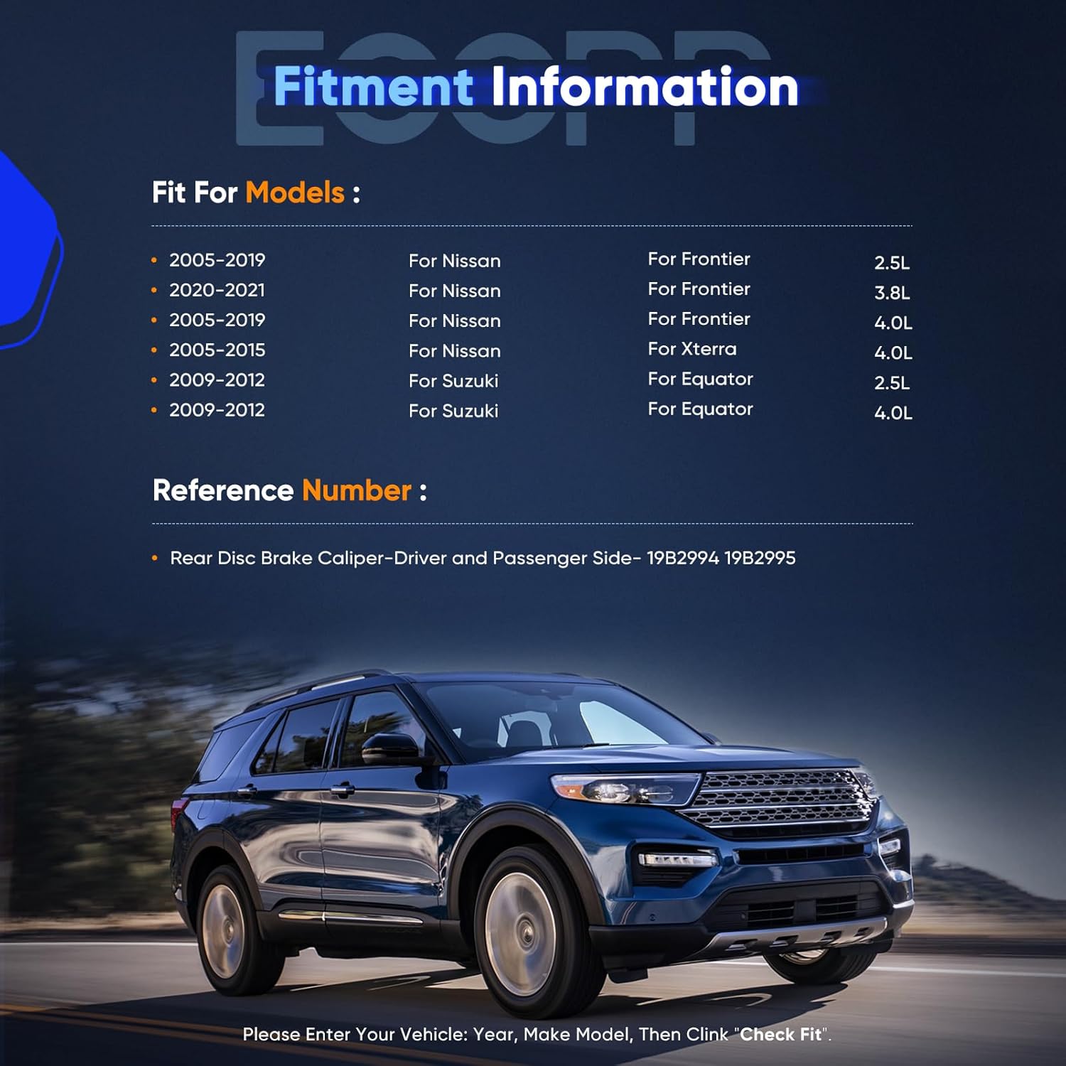ECCPP 19B2994 19B2995 Disc Brake Caliper Assembly with Bracket Fit For Nissan For Frontier 2005-2021,For Nissan For Xterra 2005-2015,For Suzuki For Equator 2009-2012 2pcs Rear Driver & Passenger Side
